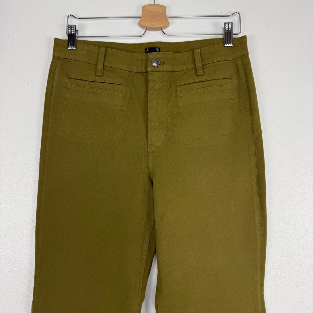 J.Crew High-Rise Flare Pants Womens 29 Tall Olive Green Stretch Cotton Twill - Picture 4 of 16